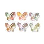 Transparent Acrylic Beads, Butterfly, Golden Metal Enlaced, Two Tone, Mixed Color, 20.5~21x27x12mm, Hole: 2.5mm(X-MACR-F084-10)