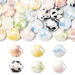 26Pcs 6 Colors Shell Shape Glazed Porcelain Beads, Glossy Ceramic Beads, Mixed Color, 12~12.5x13~13.5x7~7.5mm, Hole: 1.8~2mm(PORC-FS0001-35)