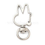 Alloy Swivel Clasps, Rabbit, Platinum, 35.5x18.5x6mm, Hole: 9x4.5mm(FIND-C084-02A-P)