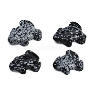 Natural Snowflake Obsidian Carved Beads, Half Hole, Frog, 32~40x28~35x8mm, Hole: 1.5~3.5mm(G-K383-17C)