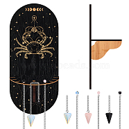 CRASPIRE DIY Pendulum Divination Making Kit, Including Cone Mixed Gemstone Dowsing Pendulum, Black Oval Hanging Wooden Crystal Display Shelf, Witch Stuff Home Decorations, Crab Pattern, 240mm(DIY-CP0008-32G)