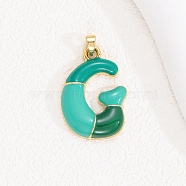 Alloy Enamel Pendants, Letter Charm, Golden, Letter G, 25.5x18x3.5mm, Hole: 3.5x2.5mm(ENAM-S023-01G-G)