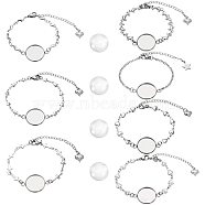 DIY Bracelet Making, with 304 Stainless Steel Link Bracelet Making and Transparent Half Round Glass Cabochons, Stainless Steel Color, 15.5~16x4~5mm(DIY-PH0025-78P)