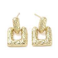 Brass Studs Earrings, Long-Lasting Plated, Lead Free & Cadmium Free, Square, Real 18K Gold Plated, 19x12mm(EJEW-K276-03G)