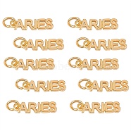 10Pcs Brass Pendants, with Jump Rings, Long-Lasting Plated, Constellation/Zodiac Sign, Golden, Aries, Aries: 4x16x1.5mm, Hole: 3mm(KK-SZ0004-36D)