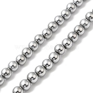Electroplate Synthetic Magnetic Hematite Beads Strands, Round, Platinum Plated, 5mm, Hole: 0.8mm, about 84~87pcs/strand, 16.14~16.96''(41~43cm)(G-E602-01C)