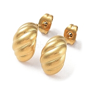 Ion Plating(IP) 304 Stainless Steel Croissant Ear Studs for Women, Real 18K Gold Plated, 13x8mm(EJEW-P234-02G)
