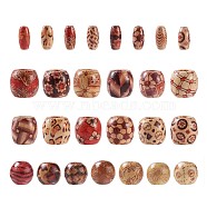 Printed Natural Wood Beads, Round & Oval, Mixed Color, 16x15mm, Hole: 5mm(WOOD-TA0001-14)