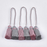 Polycotton(Polyester Cotton) Tassel Big Pendant Decorations, Two Tone, Gray, 280~300mm(FIND-S302-01L)