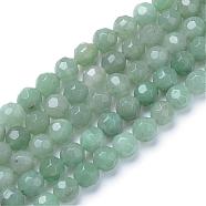 Natural Green Aventurine Bead Strands, Faceted Round, 6mm, Hole: 1mm, about 70pcs/strand, 15.7 inch(G-R411-10-6mm)