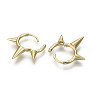 Brass Huggie Hoop Earrings, Nickel Free, Cone, Real 18K Gold Plated, 23x23x4.5mm, Pin: 1x1mm(EJEW-S201-212G-NF)