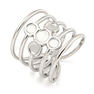 Non-Tarnish 304 Stainless Steel Cross Wide Open Cuff Ring Components, Pad Ring Setting, Stainless Steel Color, Tray: 3~4mm, Adjustable(RJEW-A043-06P)