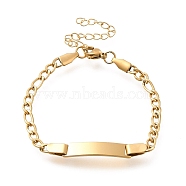 304 Stainless Steel Kids Bracelets, Blank Rectangle Link Bracelets, Golden, 6-3/8 inch(16.2cm)(BJEW-M233-08G)