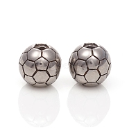 304 Stainless Steel Beads, Football, Antique Silver, 10x9mm, Hole: 1.8mm(STAS-I134-12A-AS)