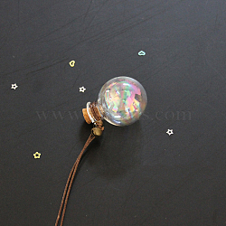 Round Glass Cork Bottles Ornament, with Imitation Leather Cords, for Car Inner Decoration, Colorful, 25mm(BOTT-PW0011-46A)