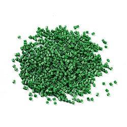 11/0 Two Cut Round Hole Glass Seed Beads, Hexagon, Opaque Colours, Green, 2.5~3x2mm, Hole: 0.8mm, about 12857pcs/pound(SEED-L010-04A-047)