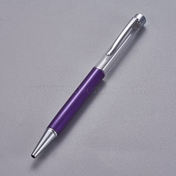Creative Empty Tube Ballpoint Pens, with Black Ink Pen Refill Inside, for DIY Glitter Epoxy Resin Crystal Ballpoint Pen Herbarium Pen Making, Silver, Indigo, 140x10mm(AJEW-L076-A20)