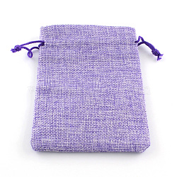 Polyester Imitation Burlap Packing Pouches Drawstring Bags, for Christmas, Wedding Party and DIY Craft Packing, Medium Purple, 9x7cm(ABAG-R005-9x7-03)