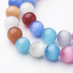 Cat Eye Beads, Round, Mixed Color, 10mm, Hole: 0.8mm(X-CE036)