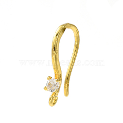 Rack Plating Brass Pave Cubic Zirconia Earring Hooks, Ear Wire, Lead Free & Cadmium Free, Diamond, Real 18K Gold Plated, 16.5~17x1~3mm, Hole: 1.4mm, 18 Gauge, Pin: 1mm(KK-O143-19G)