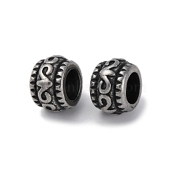 304 Stainless Steel European Beads, Large Hole Beads, Rondelle, Antique Silver, 8x5.2mm, Hole: 4.5mm(STAS-D301-04AS)