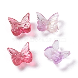 Transparent Glass Cabochons, with Glitter Gold Powder , 3D Butterfly Shape, No Hole/Undrilled, Mixed Color, 7x7.5x3.5mm(GGLA-M004-01B)