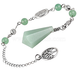 Natural Green Aventurine Pointed Dowsing Pendulums, Hexagon Prism, 225~240mm(PW-WG7D402-04)