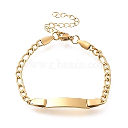 304 Stainless Steel Kids Bracelets, Blank Rectangle Link Bracelets, Golden, 6-3/8 inch(16.2cm)(BJEW-M233-08G)