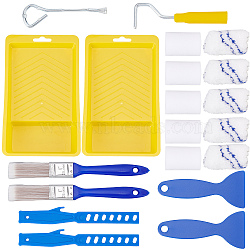 Wall Paint Tools Kit, including 2Pcs Air Conditioner Condenser Cleaning Tool, with 2Pcs Plastic Stirring Rods and 1 Set PP Brayer Roller Set and 2Pcs Plastic Scraper Tool, Mixed Color, 5.1~22.5x2.5~11.9x1.2~3.35cm(TOOL-CP0001-35)