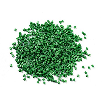 11/0 Two Cut Round Hole Glass Seed Beads, Hexagon, Opaque Colours, Green, 2~2.5x2mm, Hole: 0.8mm, about 12857pcs/pound