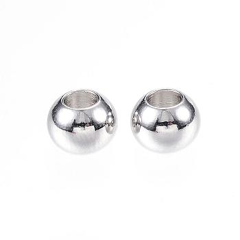 304 Stainless Steel Beads, Rondelle, Stainless Steel Color, 6x4.5mm, Hole: 3mm