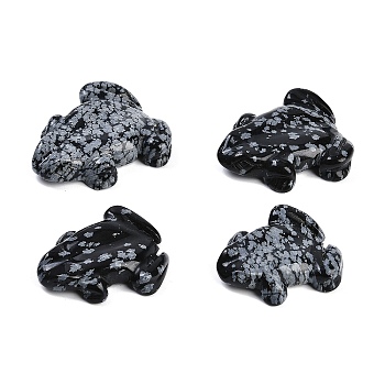 Natural Snowflake Obsidian Carved Beads, Half Hole, Frog, 32~40x28~35x8mm, Hole: 1.5~3.5mm