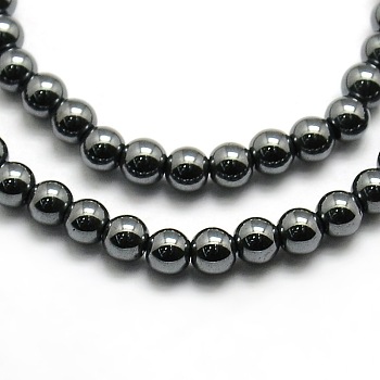 Grade AAA Magnetic Synthetic Hematite Round Bead Strands, 8mm, Hole: 1mm, about 50pcs/strand, 16 inch