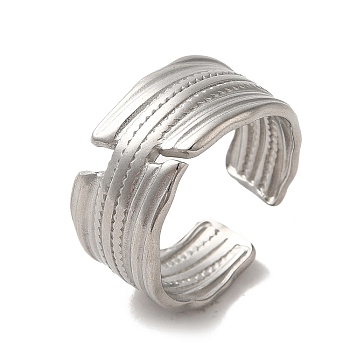 Non-Tarnish 304 Stainless Steel Open Cuff Ring, Stainless Steel Color, Inner Diameter: 17mm