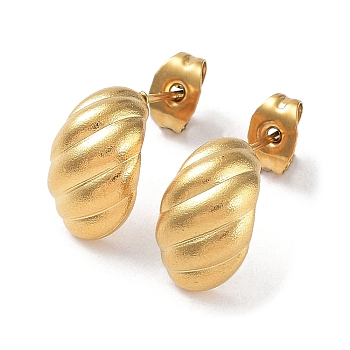 Ion Plating(IP) 304 Stainless Steel Croissant Ear Studs for Women, Real 18K Gold Plated, 13x8mm