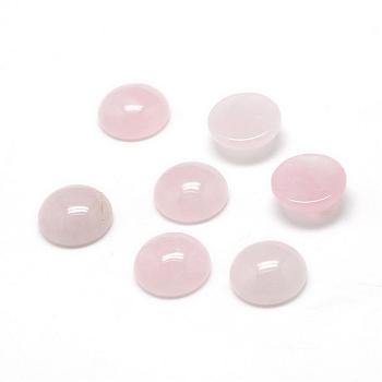 Natural Rose Quartz Gemstone Cabochons, Half Round, 12x5mm