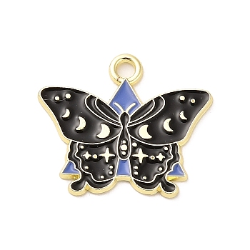 Alloy Enamel Pendants, Golden, Butterfly Charm, Triangle, 21x25x1.5mm, Hole: 2.5mm