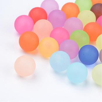 Transparent Acrylic Beads, No Hole Beads, Frosted, Round, Mixed Color, 8mm, about 1850pcs/500g