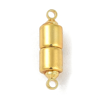 Rack Plating Brass Magnetic Clasps, with Loops, Cadmium Free & Lead Free, Long-Lasting Plated, Column, Real 18K Gold Plated, 16.5x4.5x4.5mm, Hole: 1.4mm