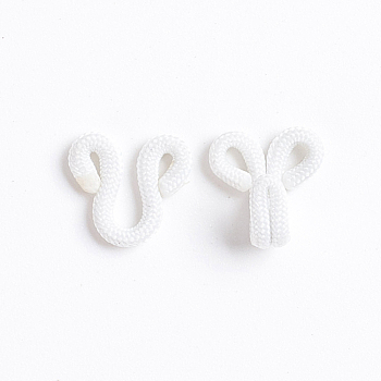 Cloth Clover Brass Buckles, Sewing Hooks and Eyes Closure, for Bra Clothing Trousers Skirt Sewing DIY Craft, White, 17.5x11x2~7mm, Hole: 2x2.5mm