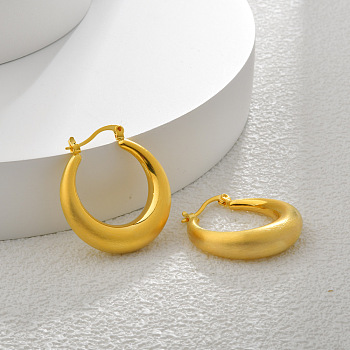 Brass Ring Hoop Earrings, Real 22K Gold Plated, 31x7mm