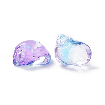 Transparent Glass Beads, Conch, Top Drilled, Medium Orchid, 15.5x14x10mm, Hole: 1.2mm