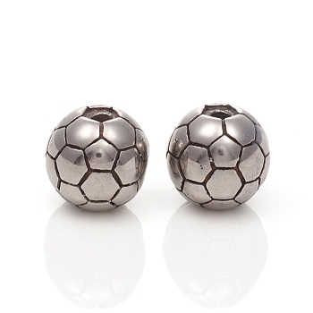 304 Stainless Steel Beads, Football, Antique Silver, 10x9mm, Hole: 1.8mm