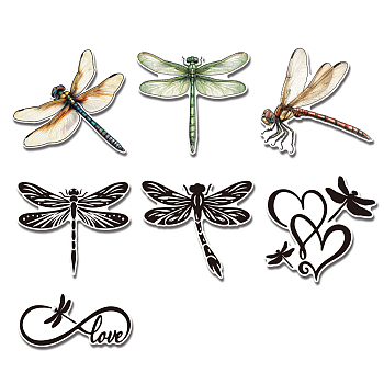 Reflective Vinyl Car Stickers, Waterproof Decals for Vehicle Decoration, Dragonfly, 148x155mm, 7pcs/set