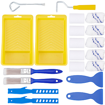 CRASPIRE Wall Paint Tools Kit, including 2Pcs Air Conditioner Condenser Cleaning Tool, with 2Pcs Plastic Stirring Rods and 1 Set PP Brayer Roller Set and 2Pcs Plastic Scraper Tool, Mixed Color, 5.1~22.5x2.5~11.9x1.2~3.35cm