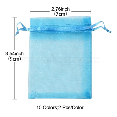 20Pcs 10 Colors Rectangle Organza Drawstring Bags(CON-YW0001-31C)-5
