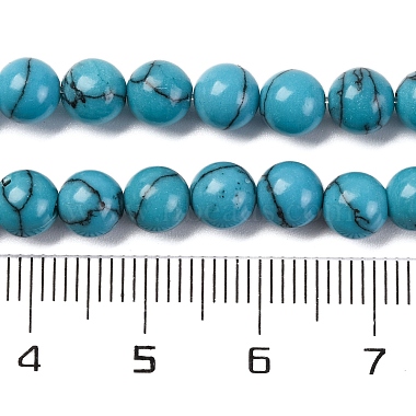 perles synthétiques turquoise brins(G-L605-G01-01A)-5