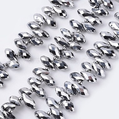 13mm Silver Drop Electroplate Glass Beads