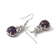 Natural Amethyst Gourd Dangle Earrings with Crystal Rhinestone(EJEW-A092-04P-02)-3