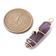 3Pcs 3 Styles Natural Amethyst Copper Wire Wrapped Pointed Pendants(PALLOY-JF02460-02)-3